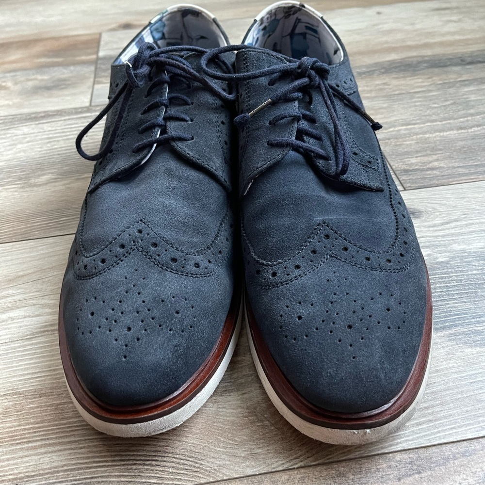 Paisley & Gray Men’s Fashion Wingtip Derby Navy Suede Lace Up Shoes Size 12